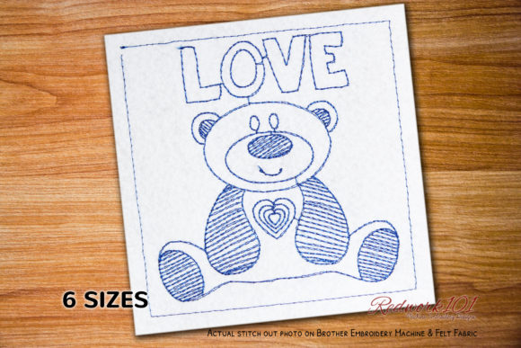 Cute Love Teddy Bear Redwork Review