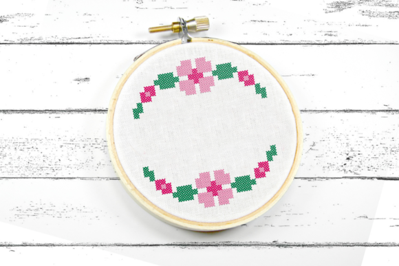Faux Cross Stitch Floral Border