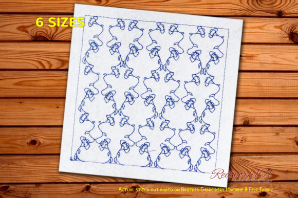 Flowers Branch Shape Design Redwork