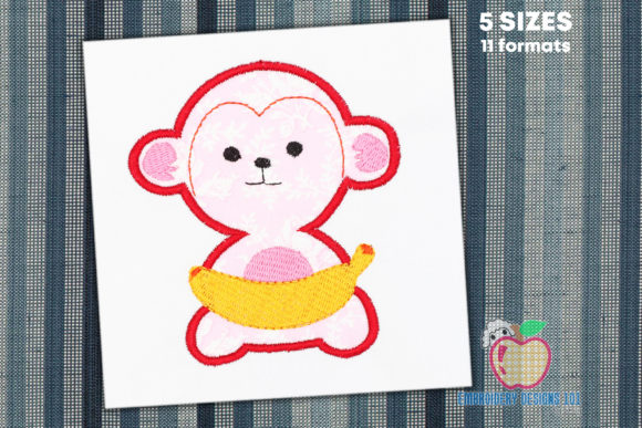 Monkey with Banana Applique