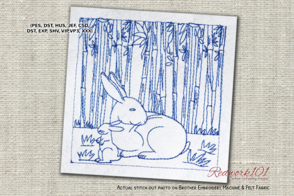 Rabbit with Baby Rabbit Redwork for Holiday Collections